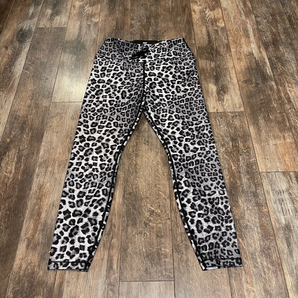 Good American Leopard Print Leggings - Black and Gray